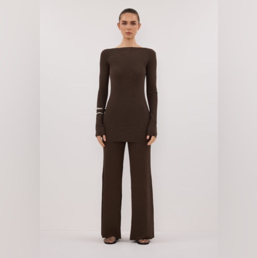 DISSH Joy Dark Olive Longline Knit Top and Bottom